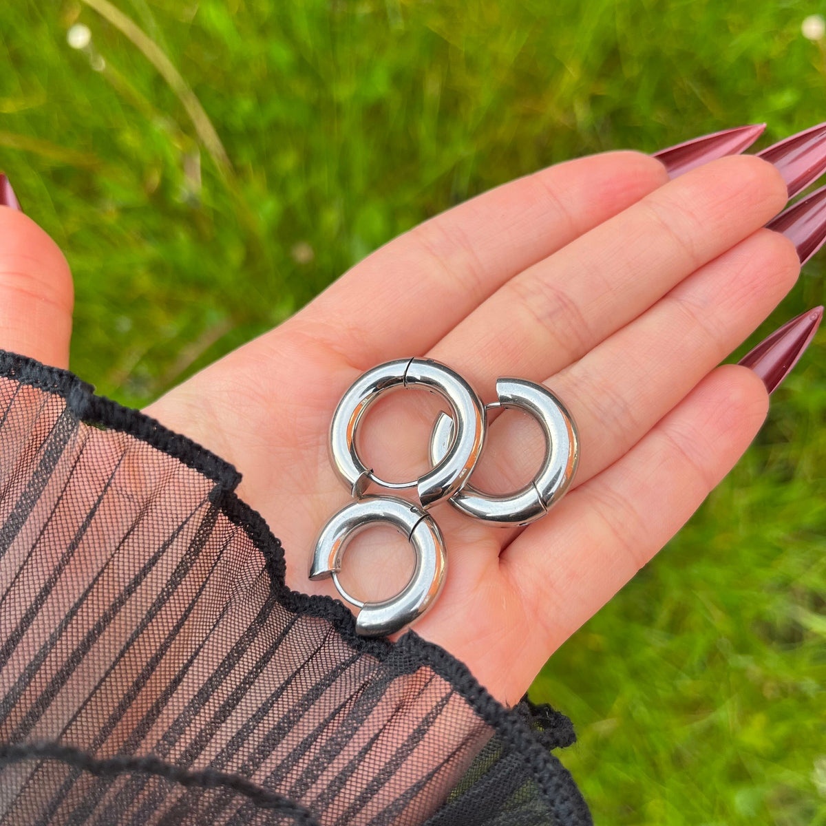Chunky Stainless Steel Hoop Earrings Pair - 3mm/4mm/5mm Thickness