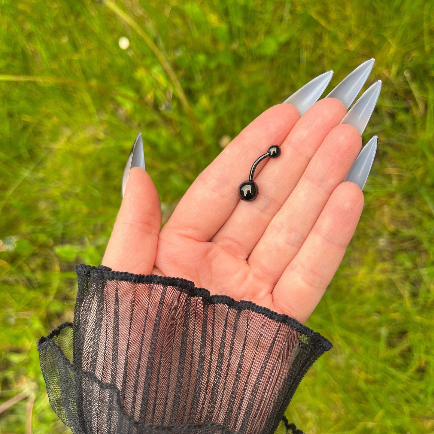 Red Belly Button Piercing, Gothic Dangle Belly Bar Piercing, Rhinestones Navel Piercing, Stainless Surgical Steel, Simple Black Navel Rings