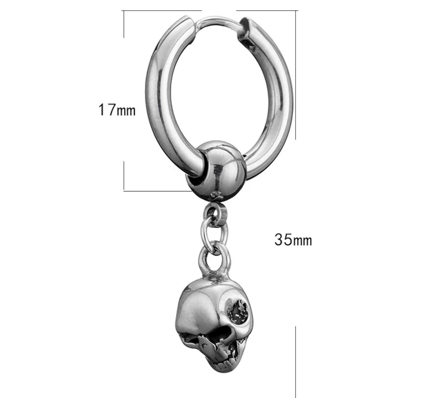 Skull Hoop Earrings, Charm Hoop Earrings, Silver Huggie Hoops, Dangle Earrings, Unisex Gothic/Grunge/Emo Skeleton Dangling Earrings