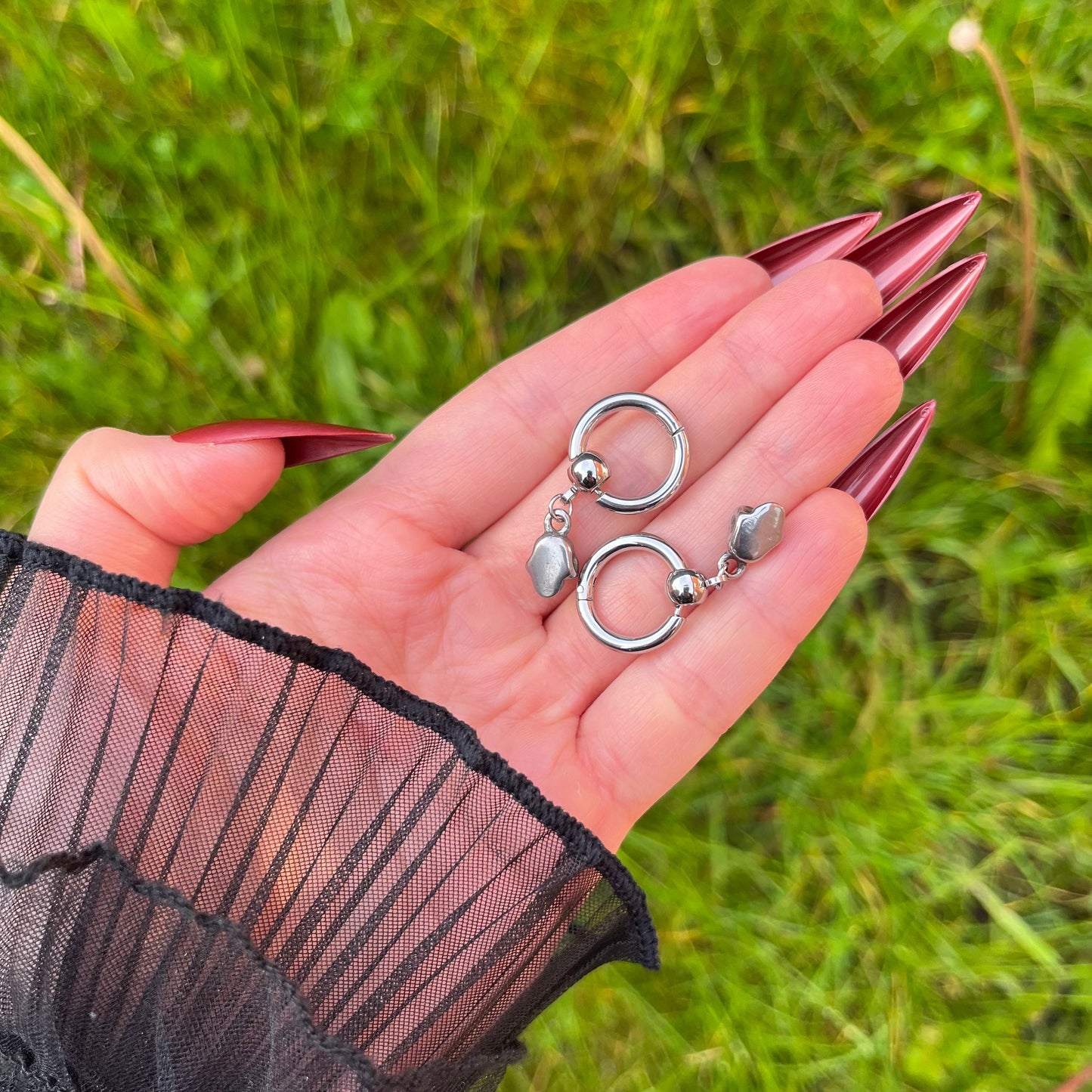Skull Hoop Earrings, Charm Hoop Earrings, Silver Huggie Hoops, Dangle Earrings, Unisex Gothic/Grunge/Emo Skeleton Dangling Earrings
