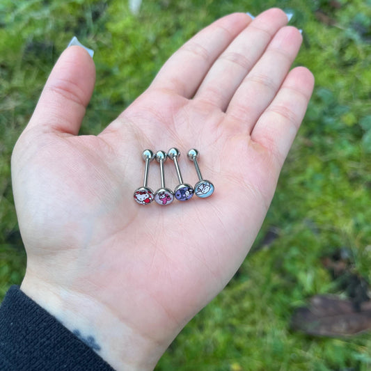 Stainless Steel Tongue Barbell Piercing: 14G (1.6mm), 16mm