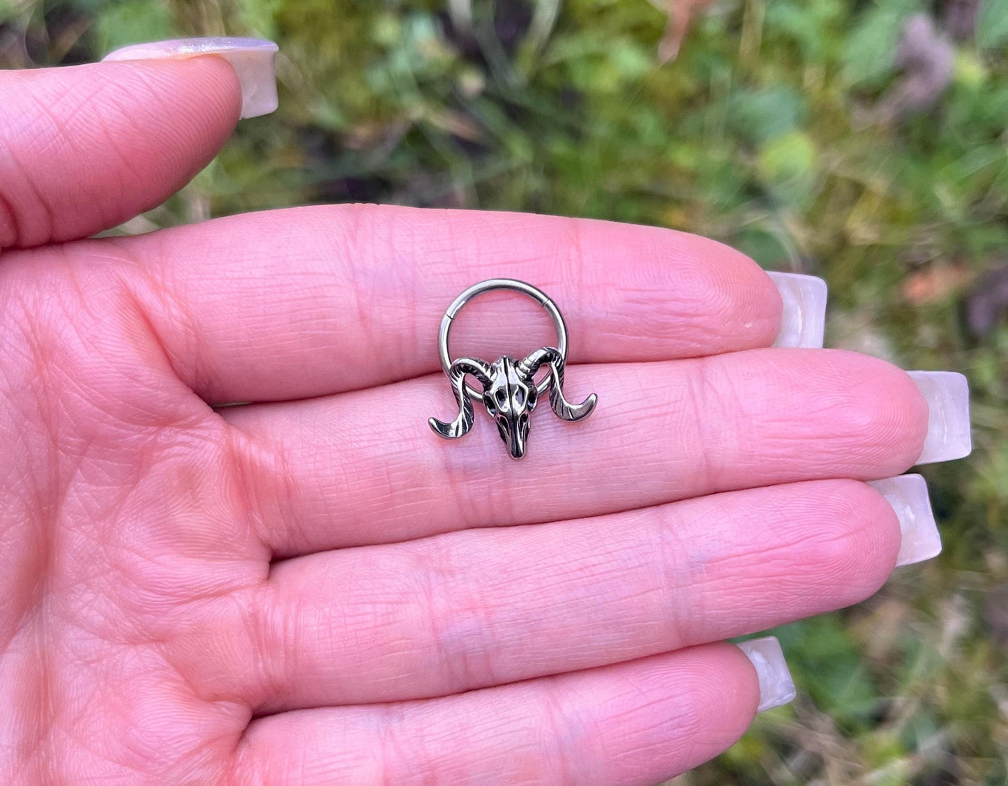 Stainless Steel Septum Clicker: Gothic Emo Punk Nose Ring 16G 10mm