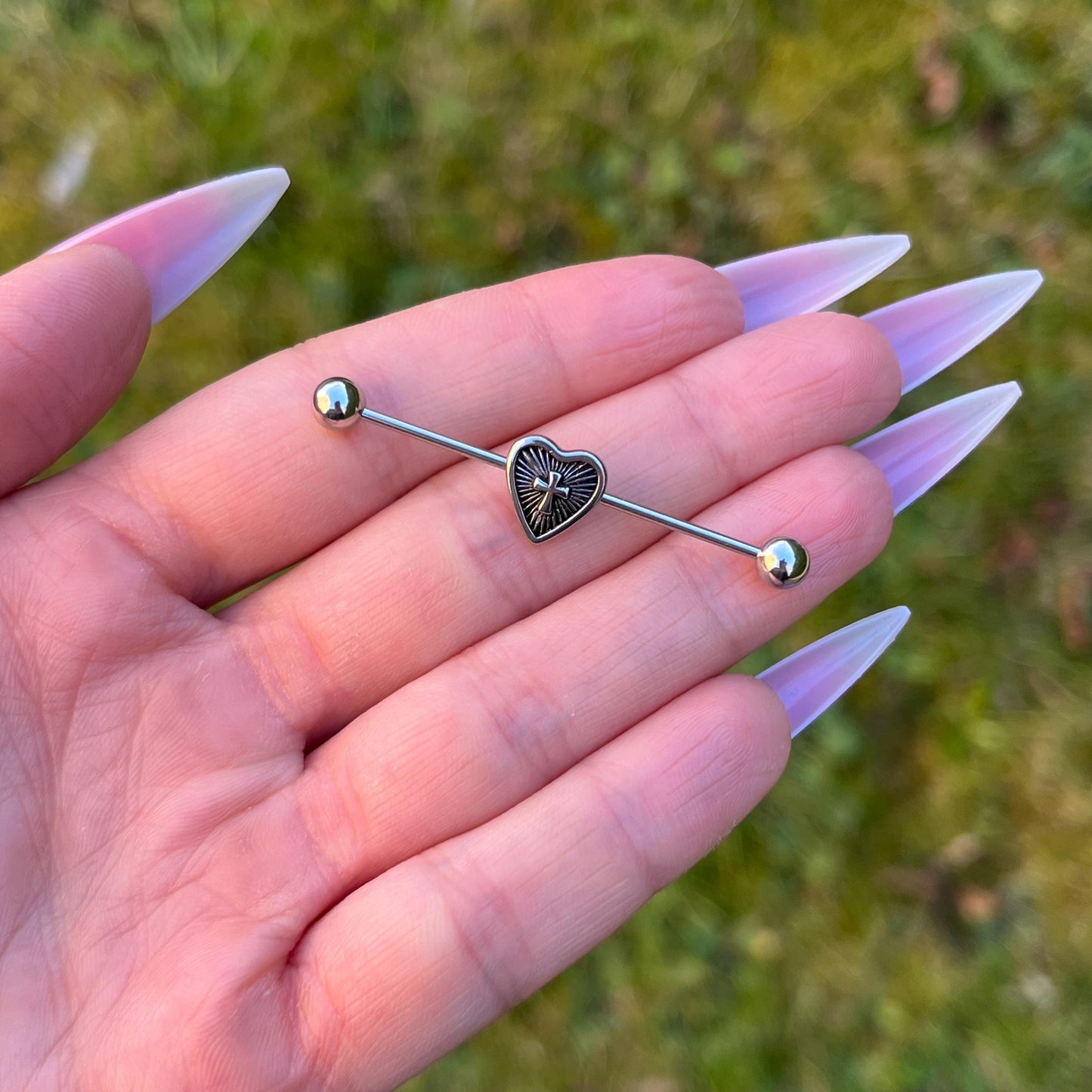 Gothic Industrial Barbell Piercing: Stainless Steel Cartilage Ear Bar (14G/1.6mm, 38mm)