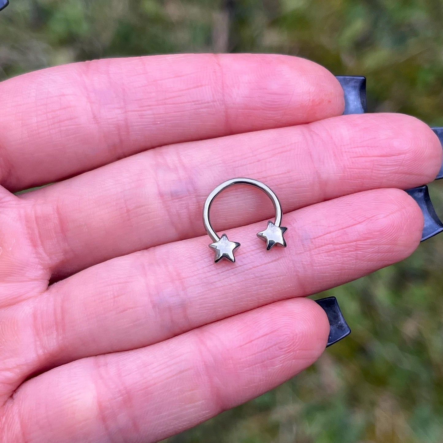 Star Horseshoe Septum Ring: Stainless Steel Nose Hoop 16G 10mm