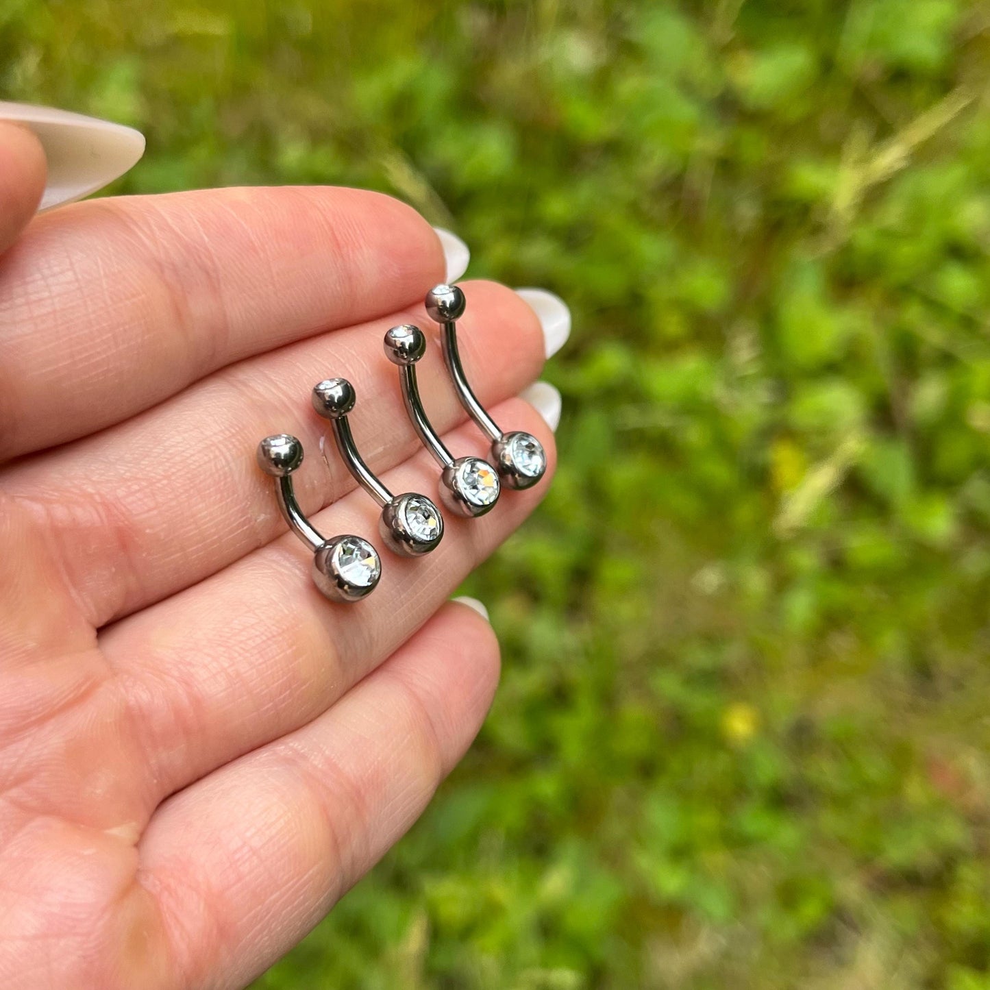 Titanium Belly Button Ring: Cubic Zirconia Navel Piercing, 6mm/8mm/10mm/12mm