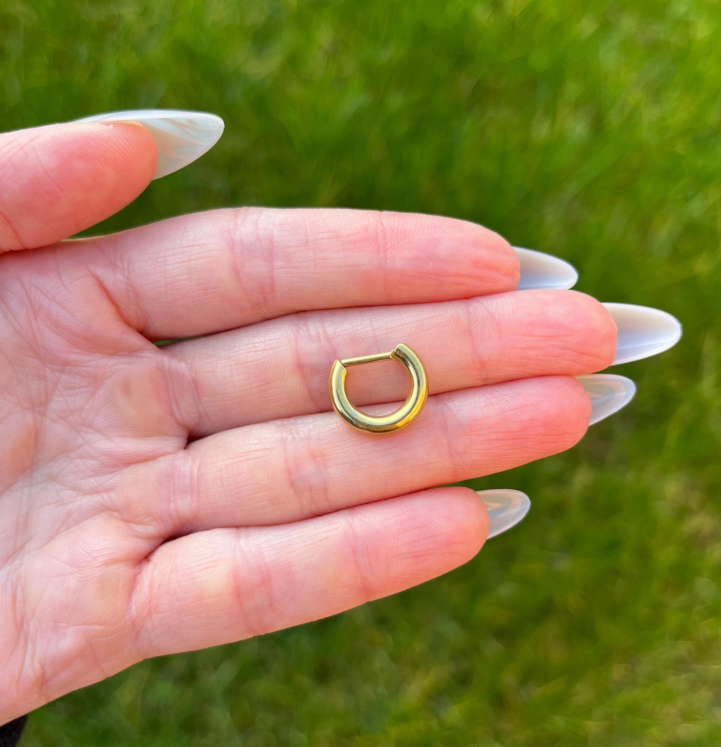 Chunky Hinged Septum Ring: Surgical Steel Clicker, 16G/14G, Silver/Gold