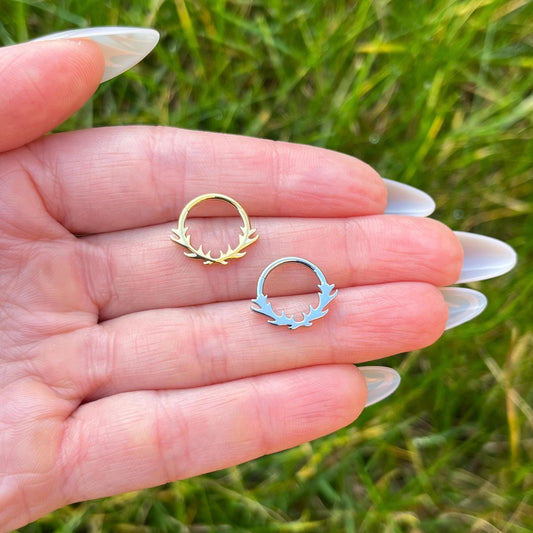 Leaf Septum Clicker, Titanium Nose Ring: 16G 8mm/10mm