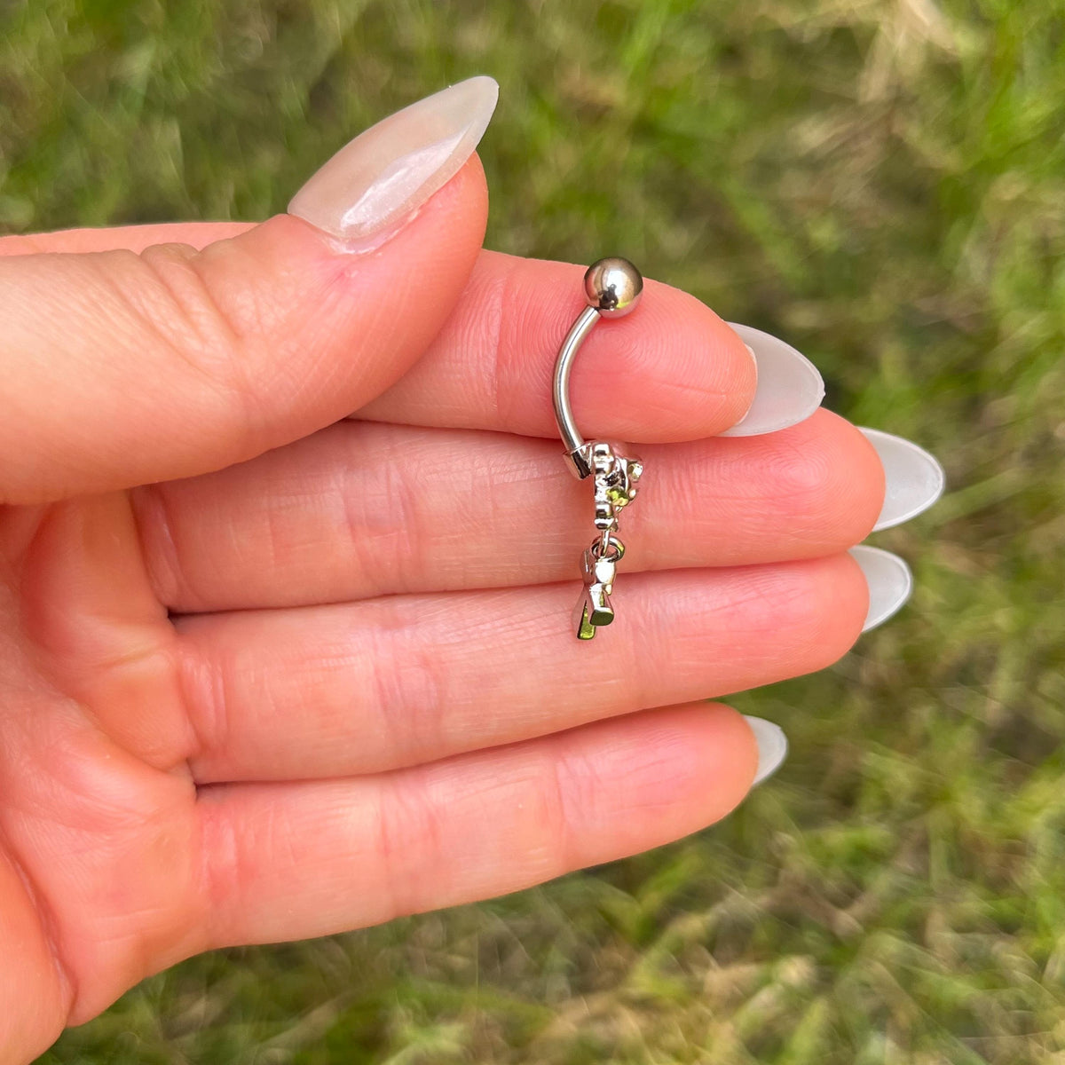Skull & Ankh Belly Button Ring | Stainless Steel: Gothic Navel Piercing 14G