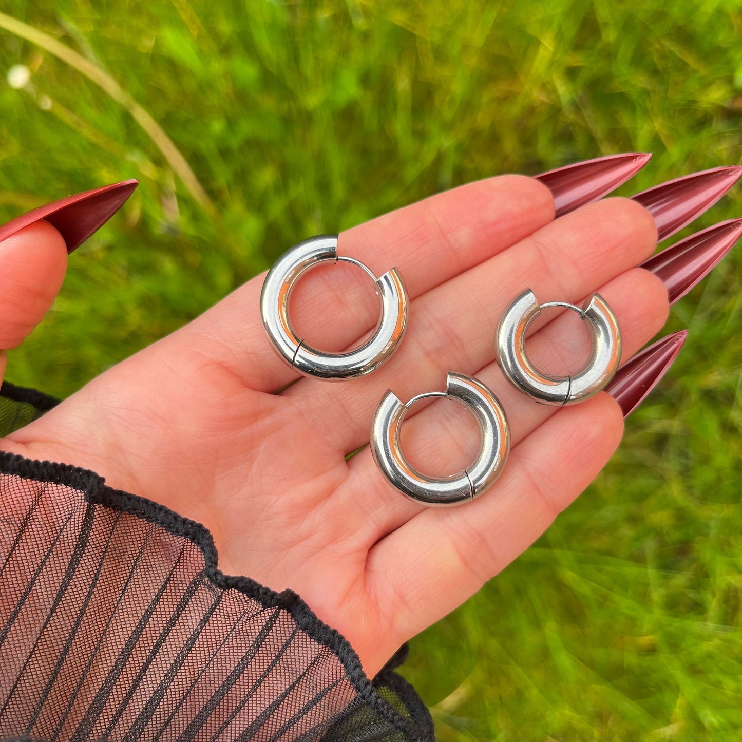 Chunky Stainless Steel Hoop Earrings - 3mm/4mm/5mm thickness