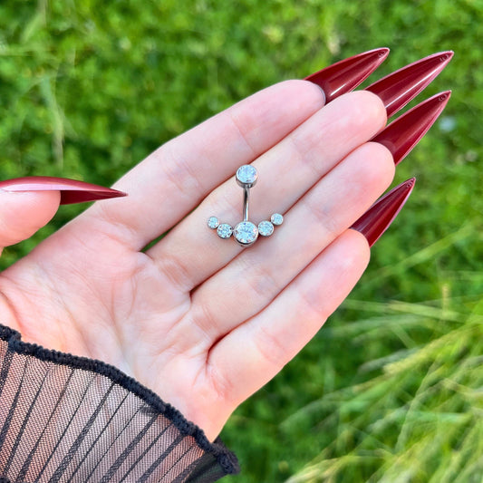 Crystal Gem Belly Button Ring: Titanium Navel Piercing, 14G