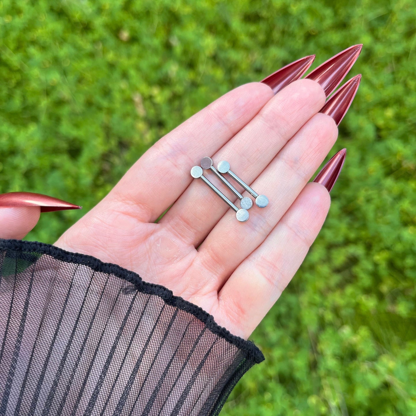 CZ Gem Titanium Nipple Barbells: 14G Nipple Piercing