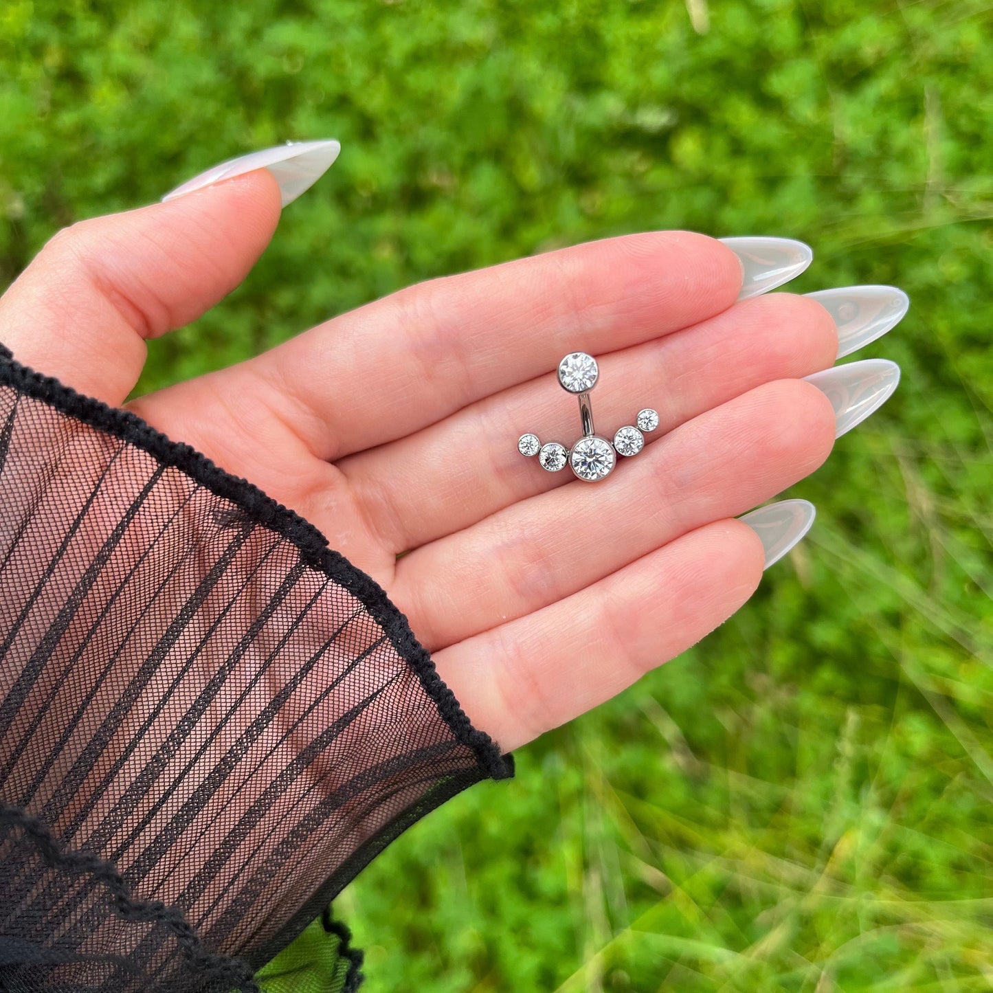 Crystal Gem Belly Button Ring: Titanium Navel Piercing, 14G