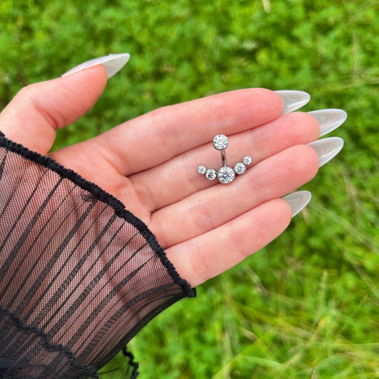 Crystal Gem Belly Button Ring: Titanium Navel Piercing, 14G