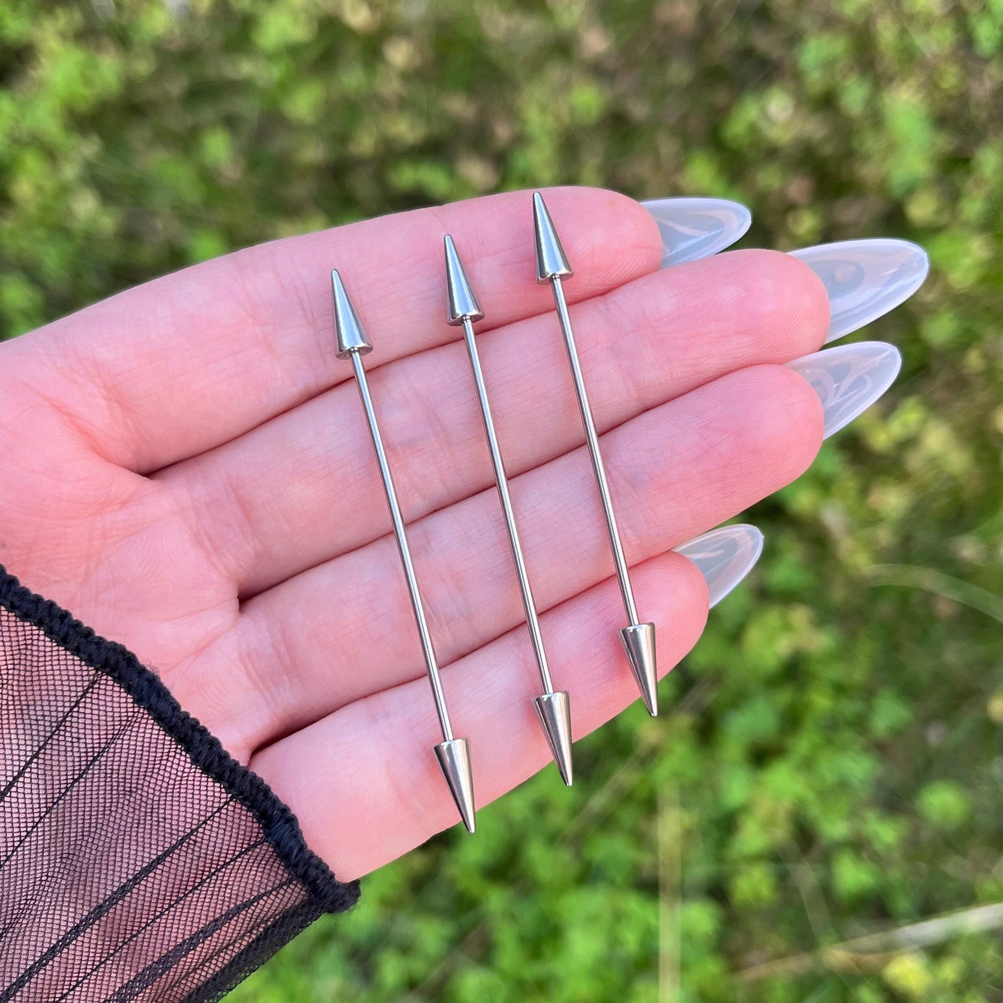 Spike Industrial Barbell Piercing: Stainless Steel, Gothic Grunge Punk