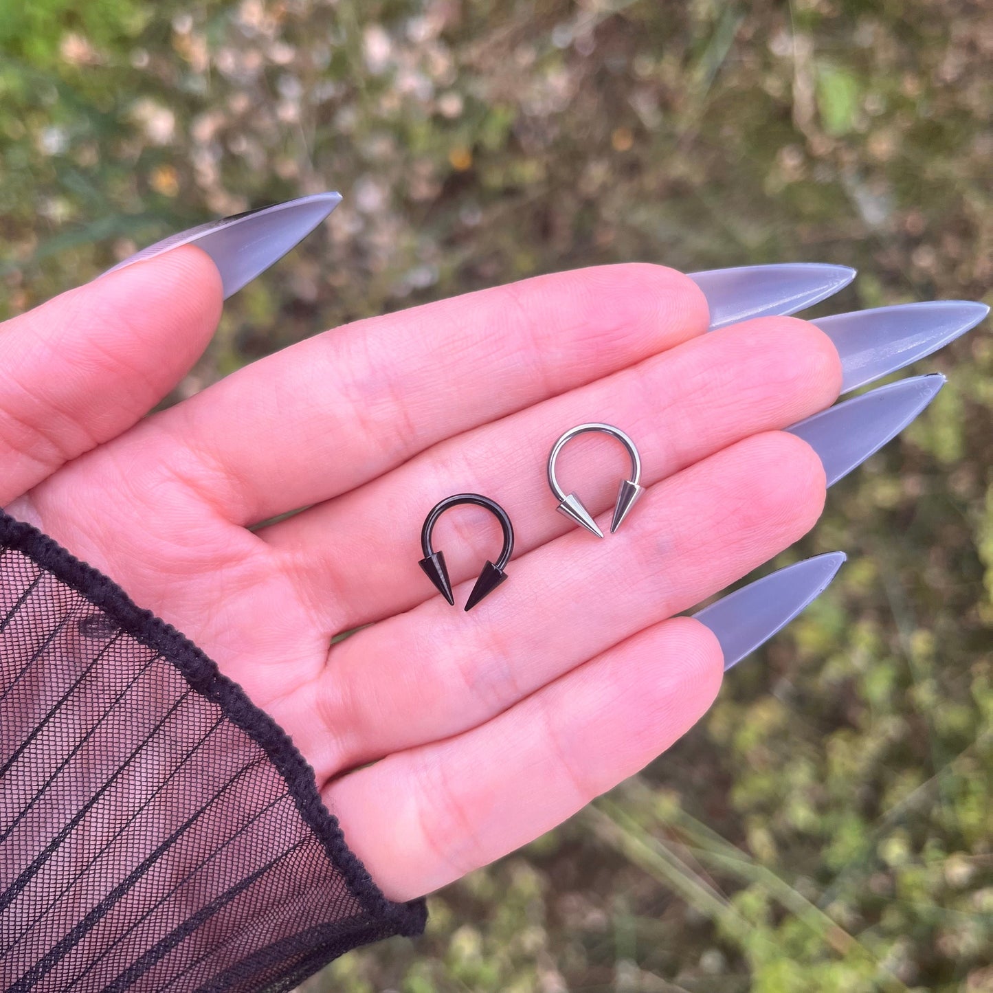 Spike Horseshoe Septum Ring: Stainless Steel Hoop, Gothic Punk Emo, 16G 8mm/10mm/12mm