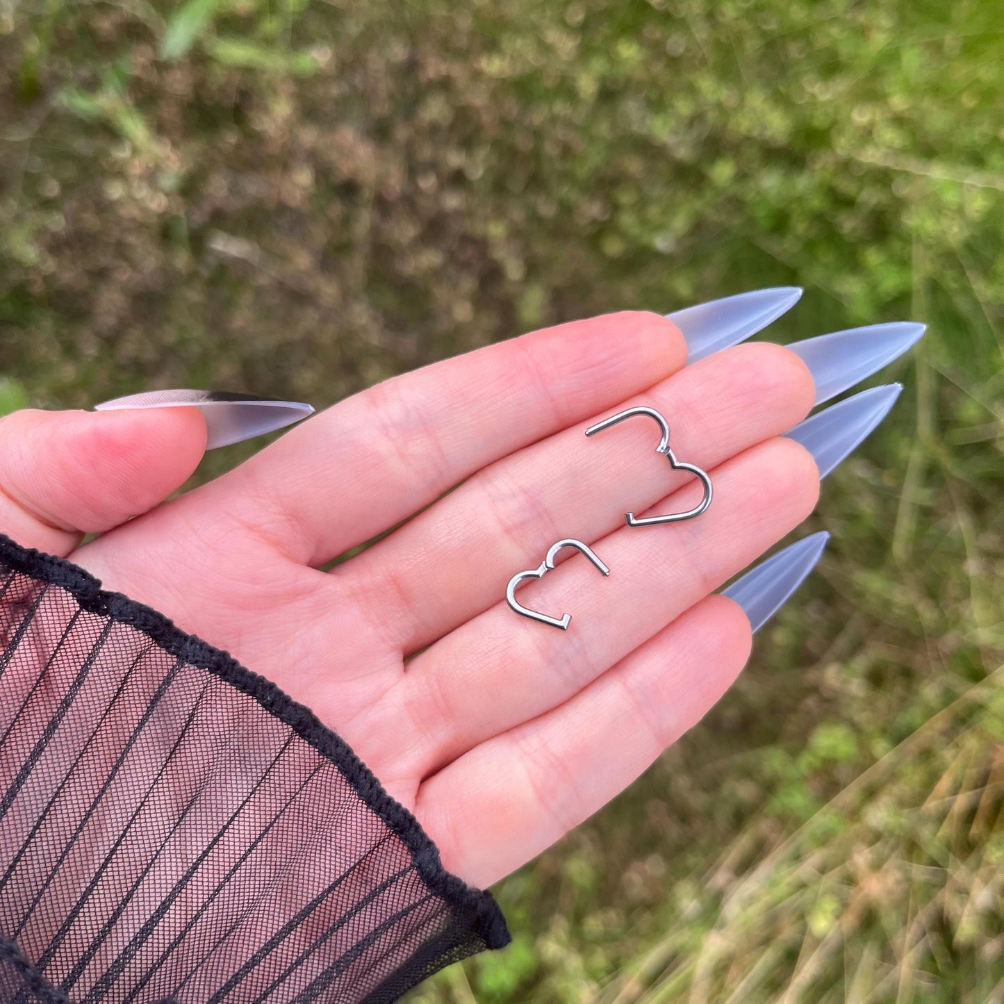 Titanium Heart Daith Piercing: Hinged Hoop Ring, 16G 8mm/10mm