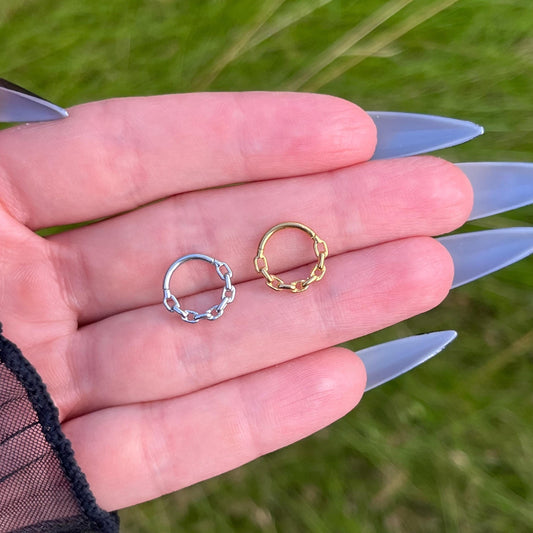 Surgical Steel Septum Clicker: Hinged Nose Ring, 16G 8mm/10mm