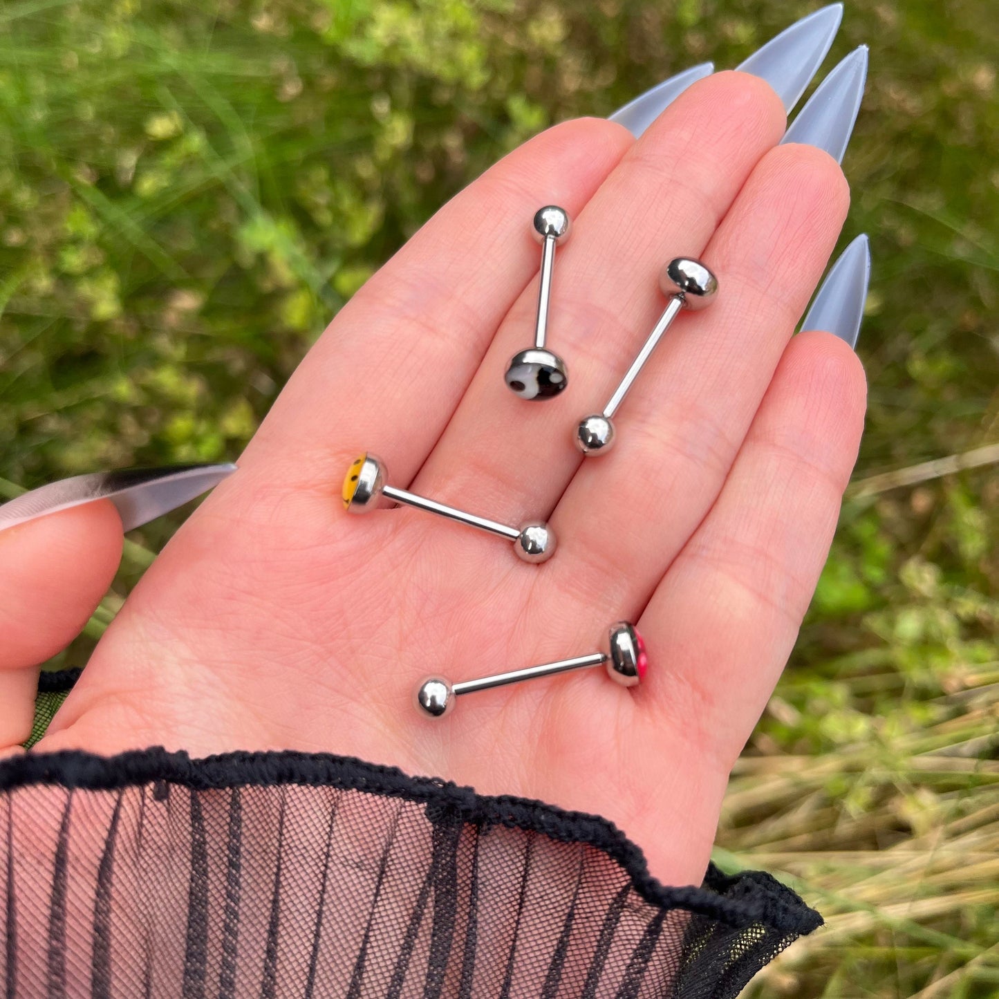 Stainless Steel Tongue Barbell Piercing: 14G (1.6mm), 16mm