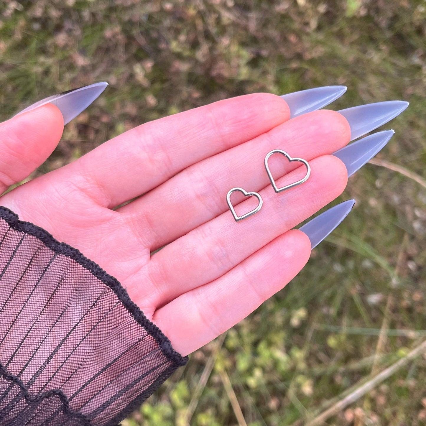 Titanium Heart Daith Piercing: Hinged Hoop Ring, 16G 8mm/10mm