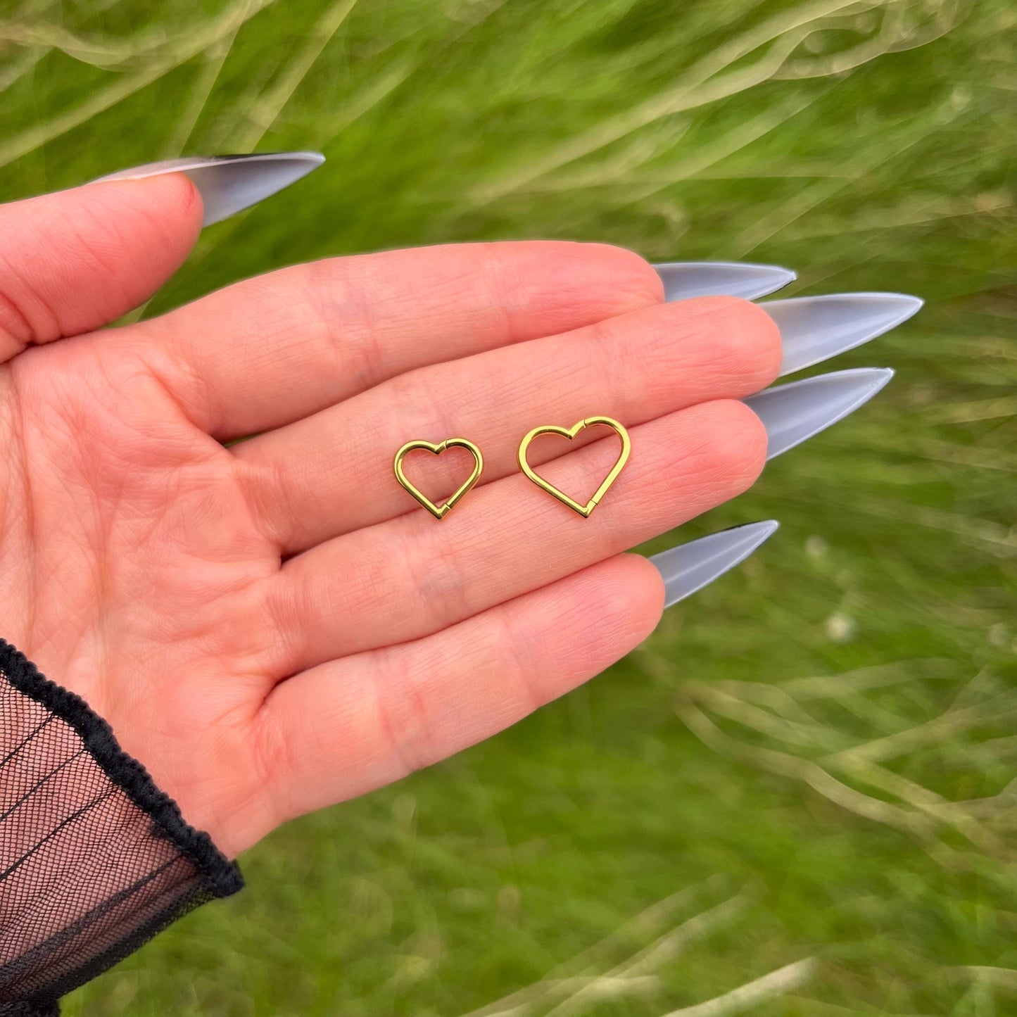 Titanium Heart Daith Piercing: Hinged Hoop Ring, 16G 8mm/10mm