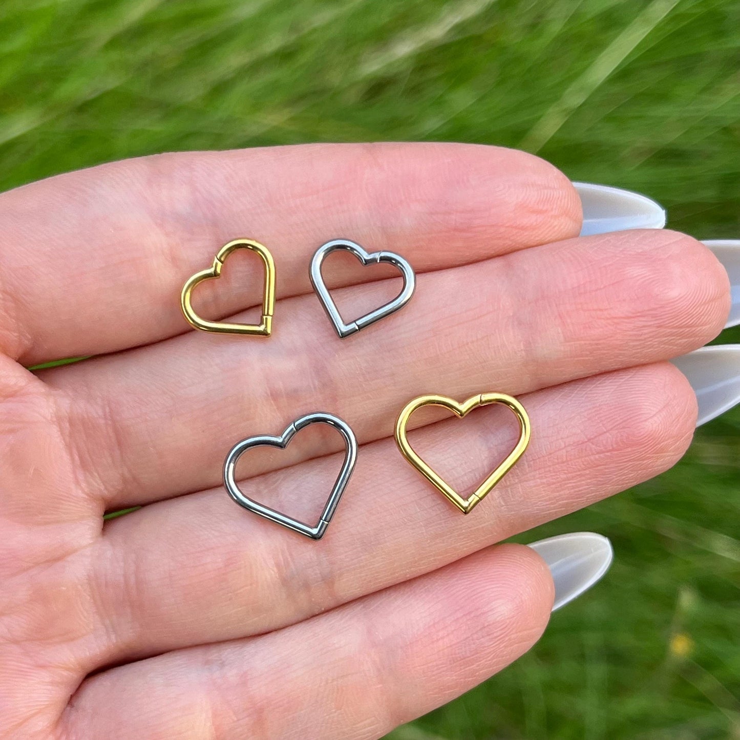 Titanium Heart Daith Piercing: Hinged Hoop Ring, 16G 8mm/10mm