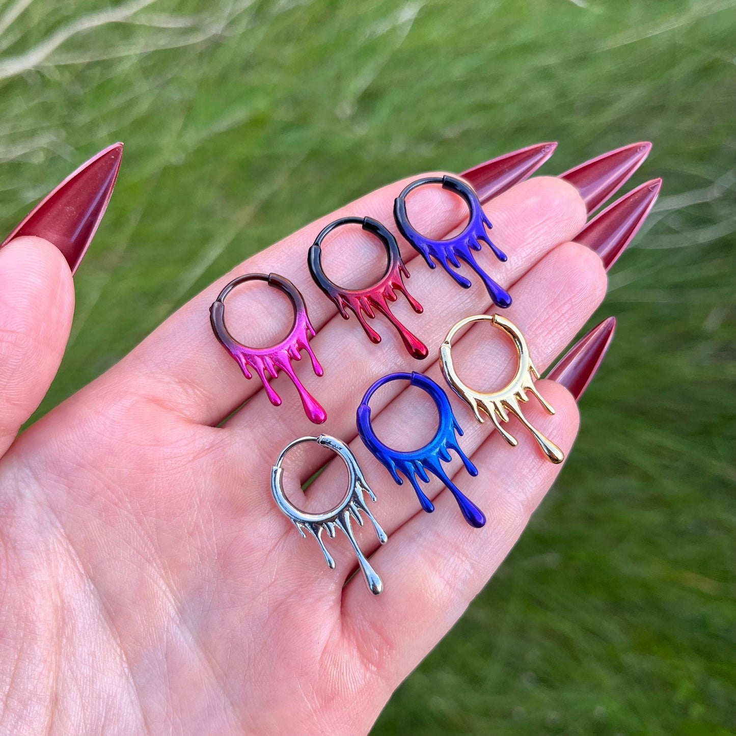 Bleeding Septum Clicker: Stainless Steel Gothic Halloween Nose Ring