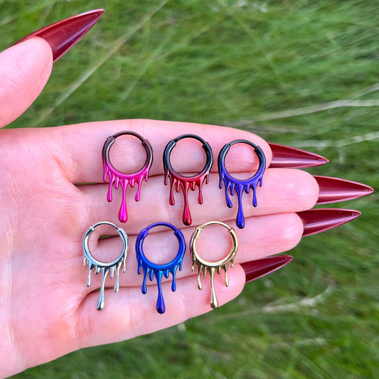 Bleeding Septum Clicker: Stainless Steel Gothic Halloween Nose Ring