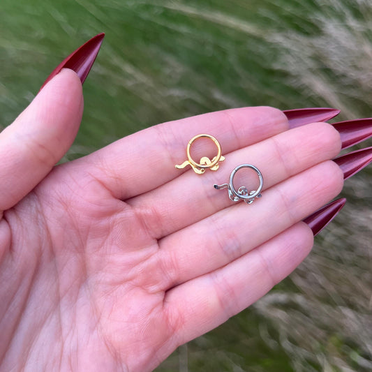 Snake Septum Clicker: 16G Hinged Nose Ring, Stainless Steel, 8mm/10mm