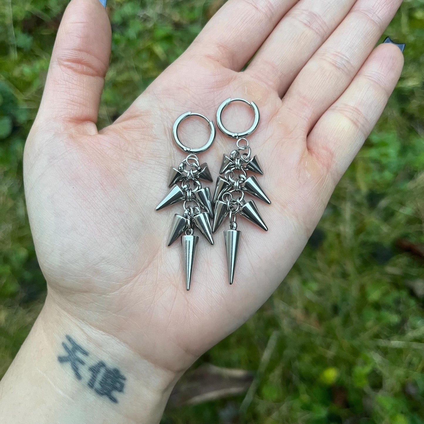 Spike Hoop Earrings: Stainless Steel Dangle Huggie Hoops