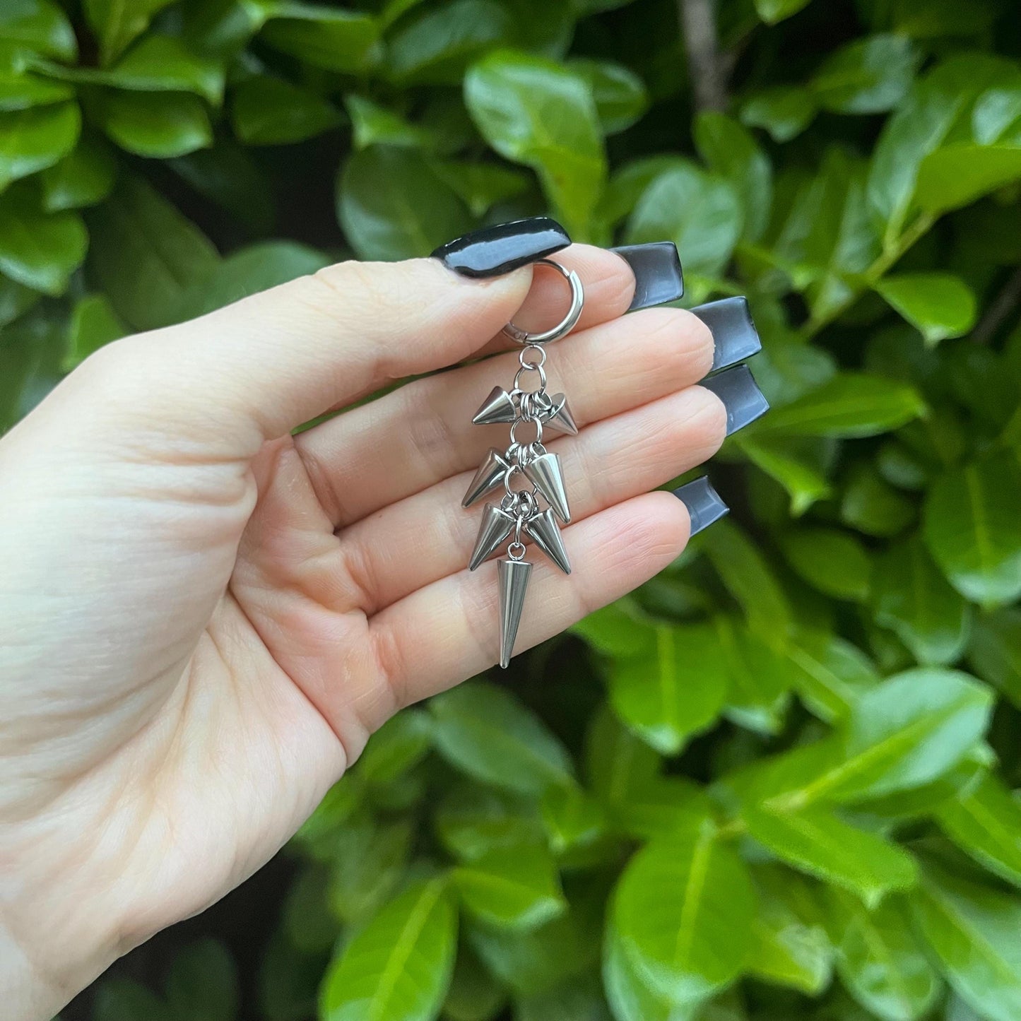 Spike Hoop Earrings: Stainless Steel Dangle Huggie Hoops