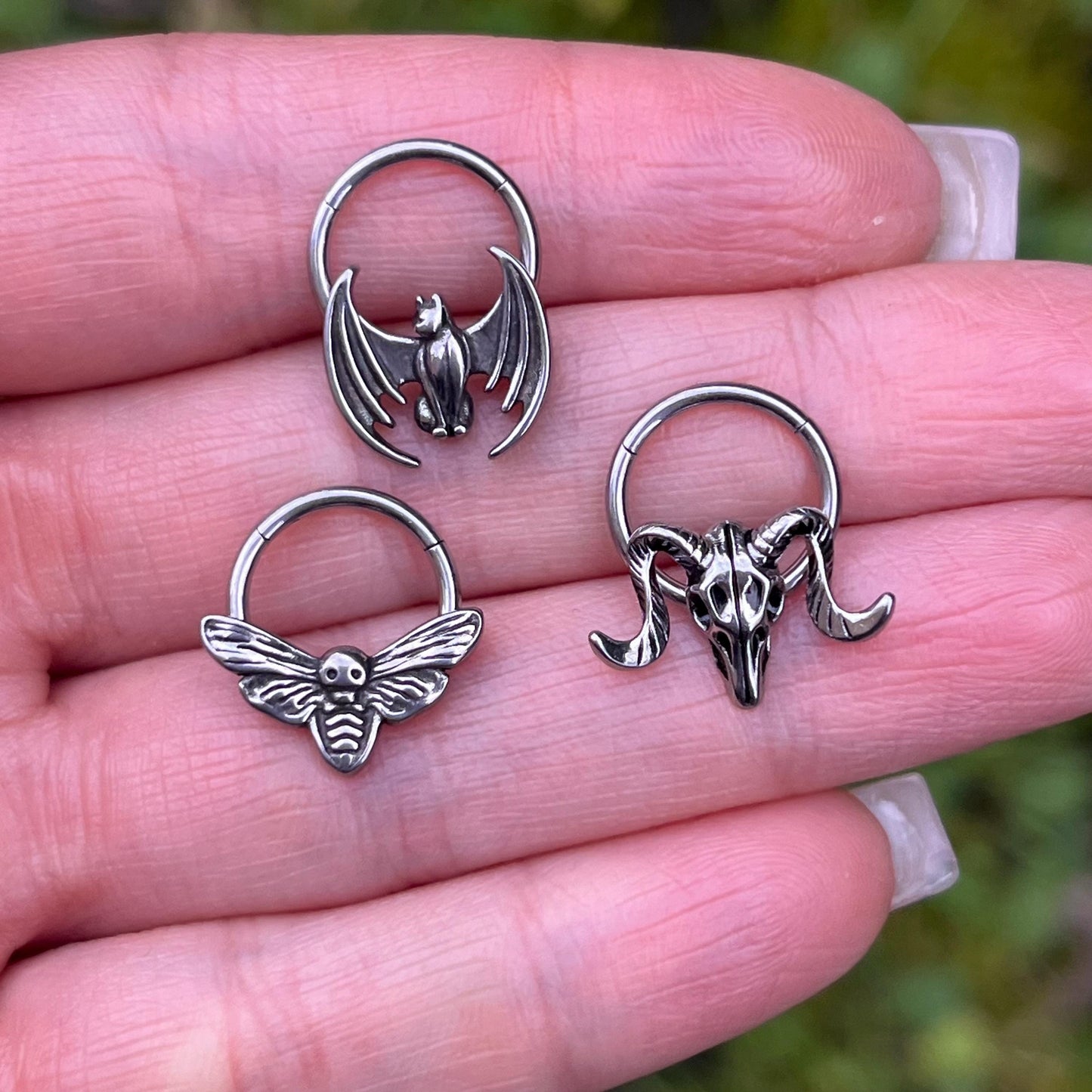 Stainless Steel Septum Clicker: Gothic Emo Punk Nose Ring 16G 10mm