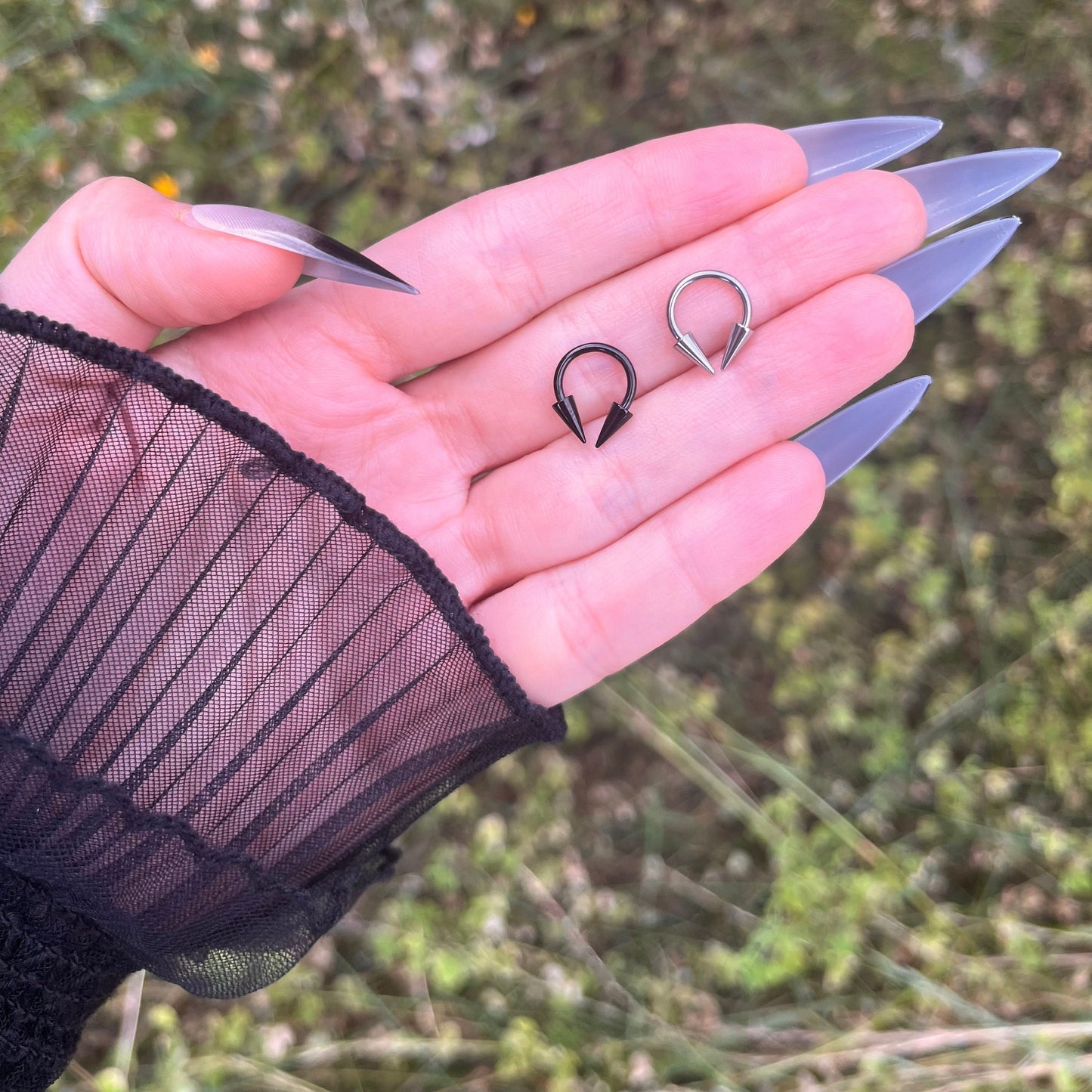 Spike Horseshoe Septum Ring: Stainless Steel Hoop, Gothic Punk Emo, 16G 8mm/10mm/12mm