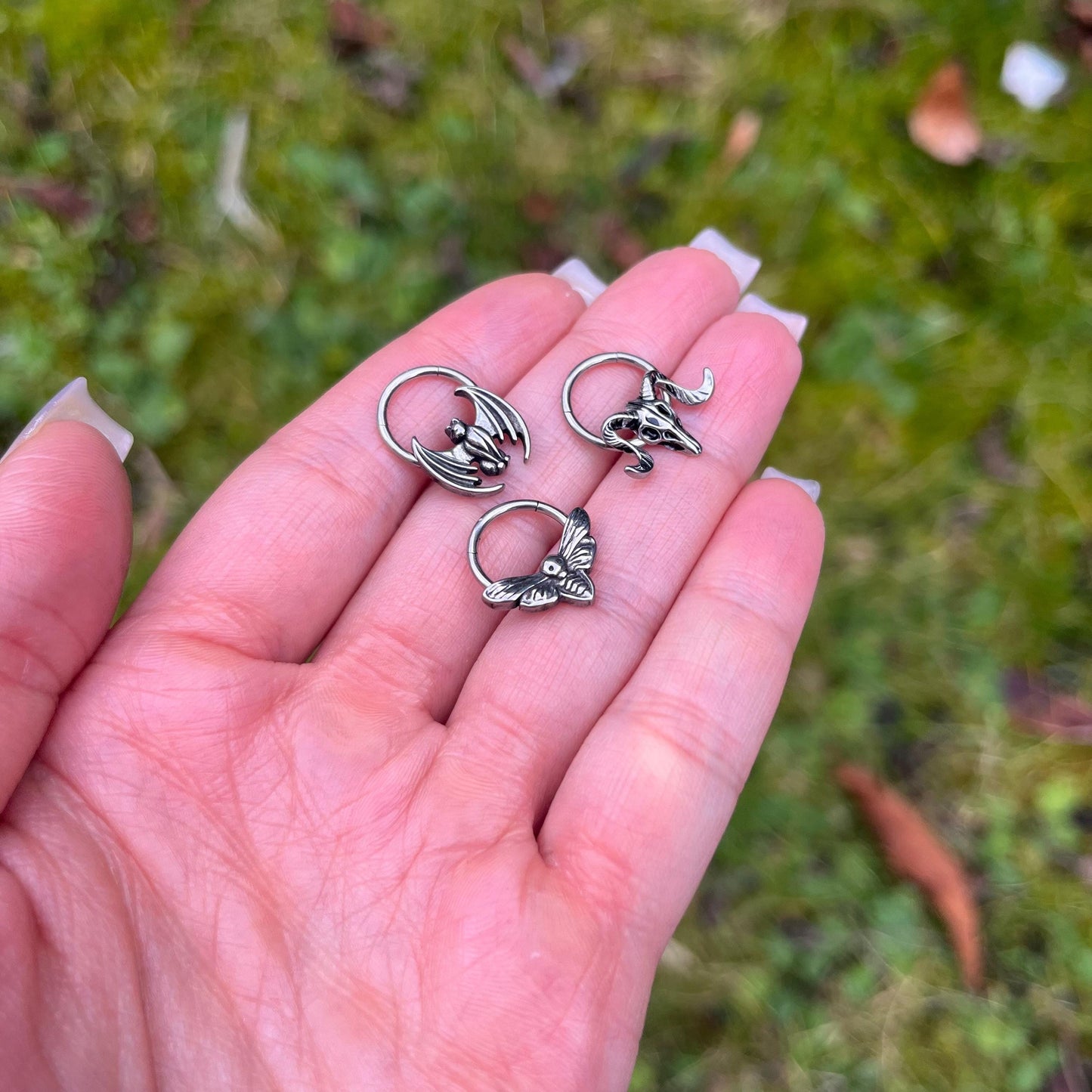 Stainless Steel Septum Clicker: Gothic Emo Punk Nose Ring 16G 10mm