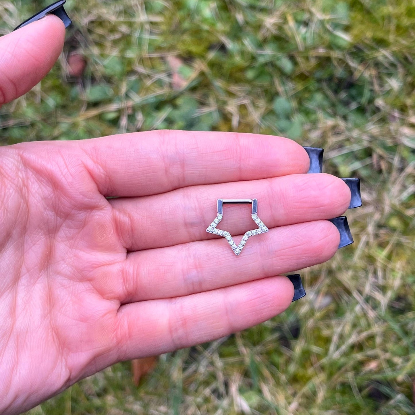Star Septum Ring: Titanium Hinged Nose Hoop (14G/12mm)