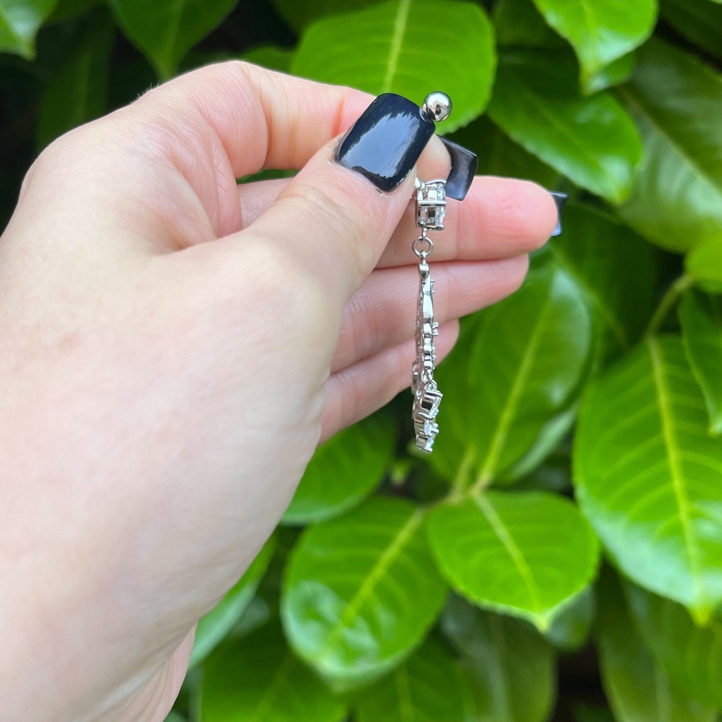 Crystals Dangle Belly Button Piercing: Silver Navel Jewellery