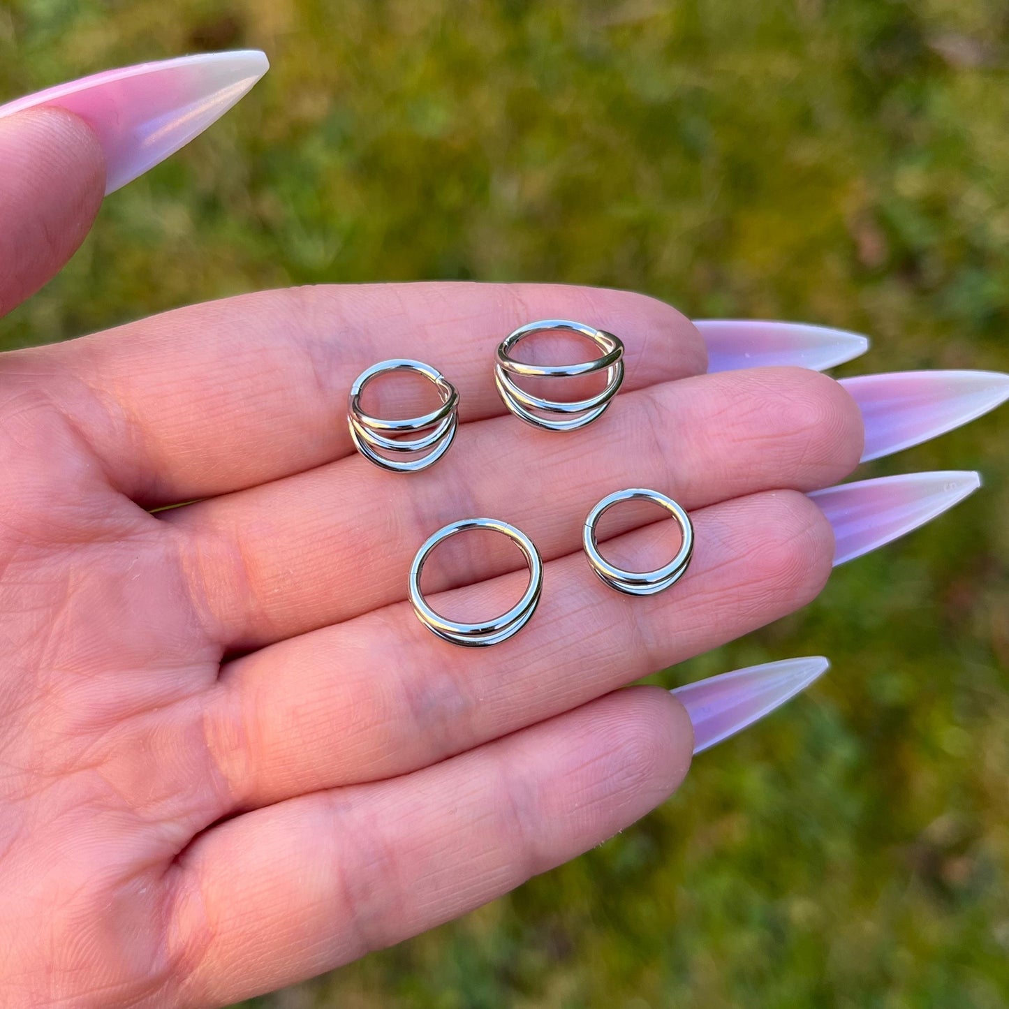 Stainless Steel Hinged Piercing for: Conch, Helix, Daith, Tragus, Nose Ring - 16G 8/10mm