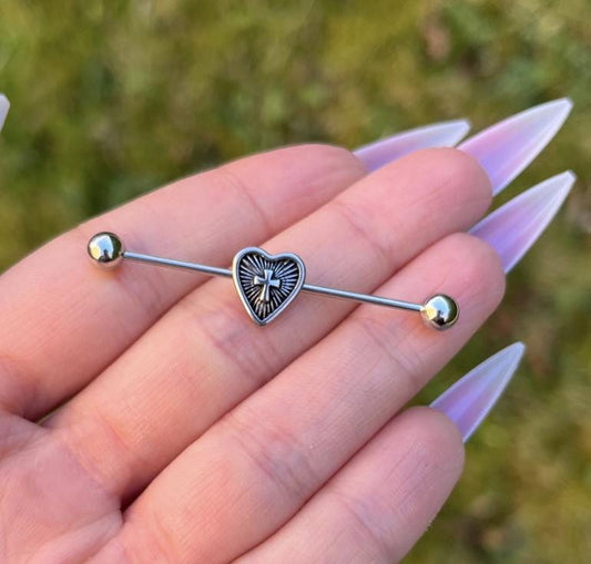 Gothic Industrial Barbell Piercing: Stainless Steel Cartilage Ear Bar (14G/1.6mm, 38mm)