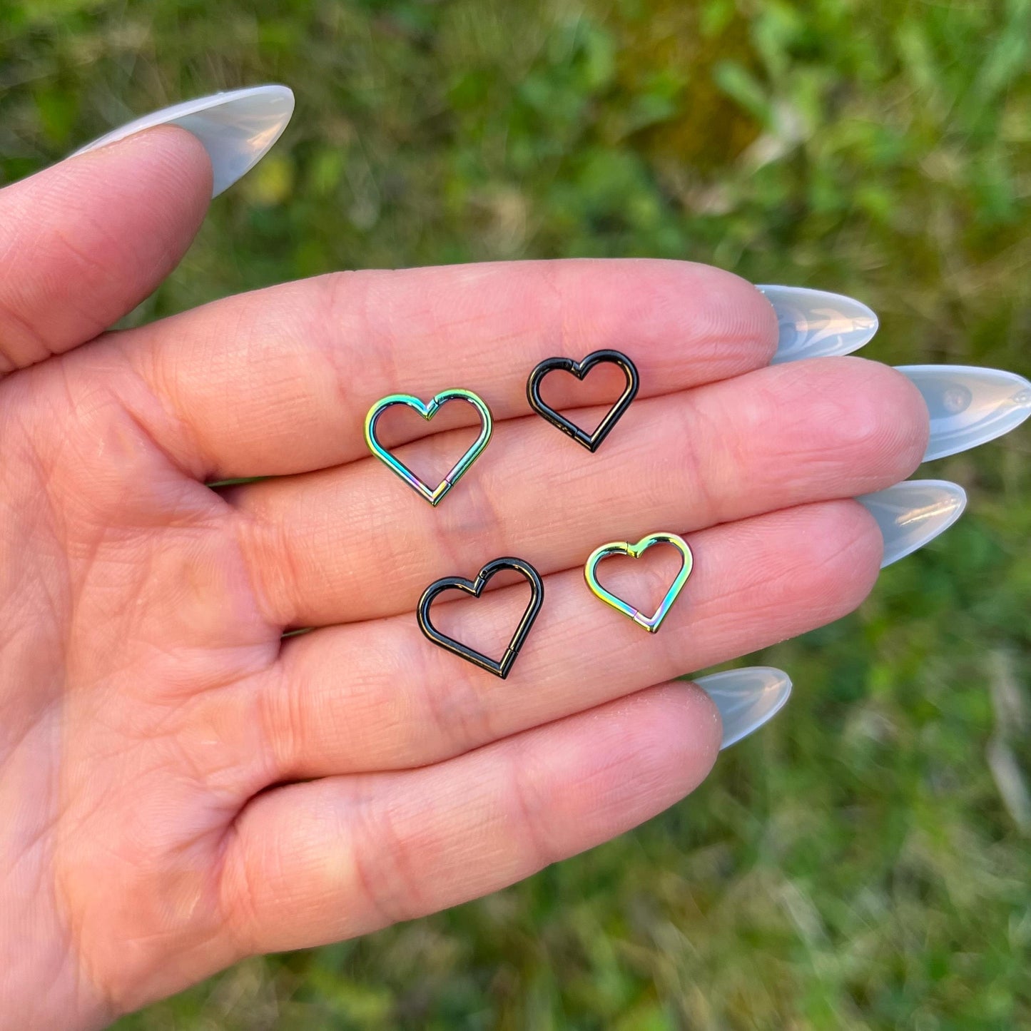 Hinged Heart Daith Piercing: 16G Stainless Steel Helix Ring