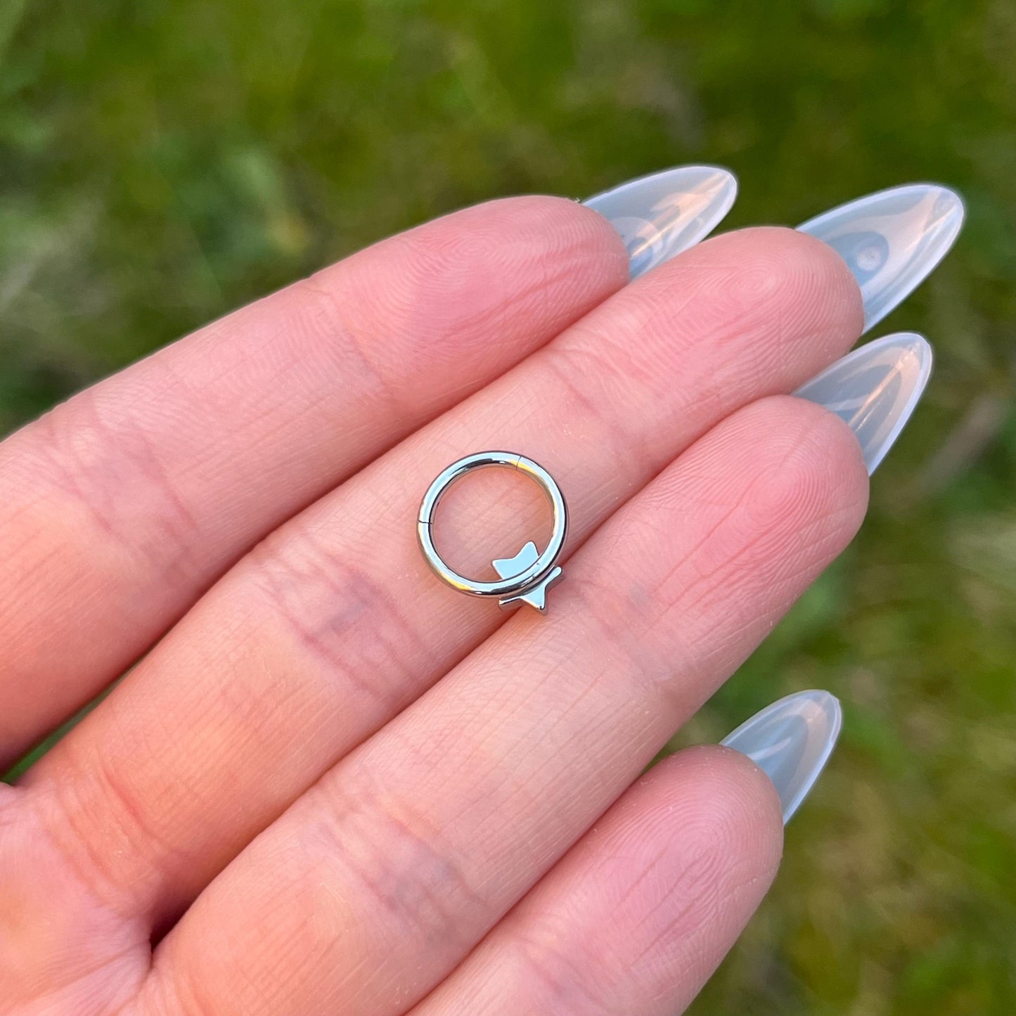 Star Septum Ring: Stainless Steel Hinged Nose Hoop (16G, 8mm)
