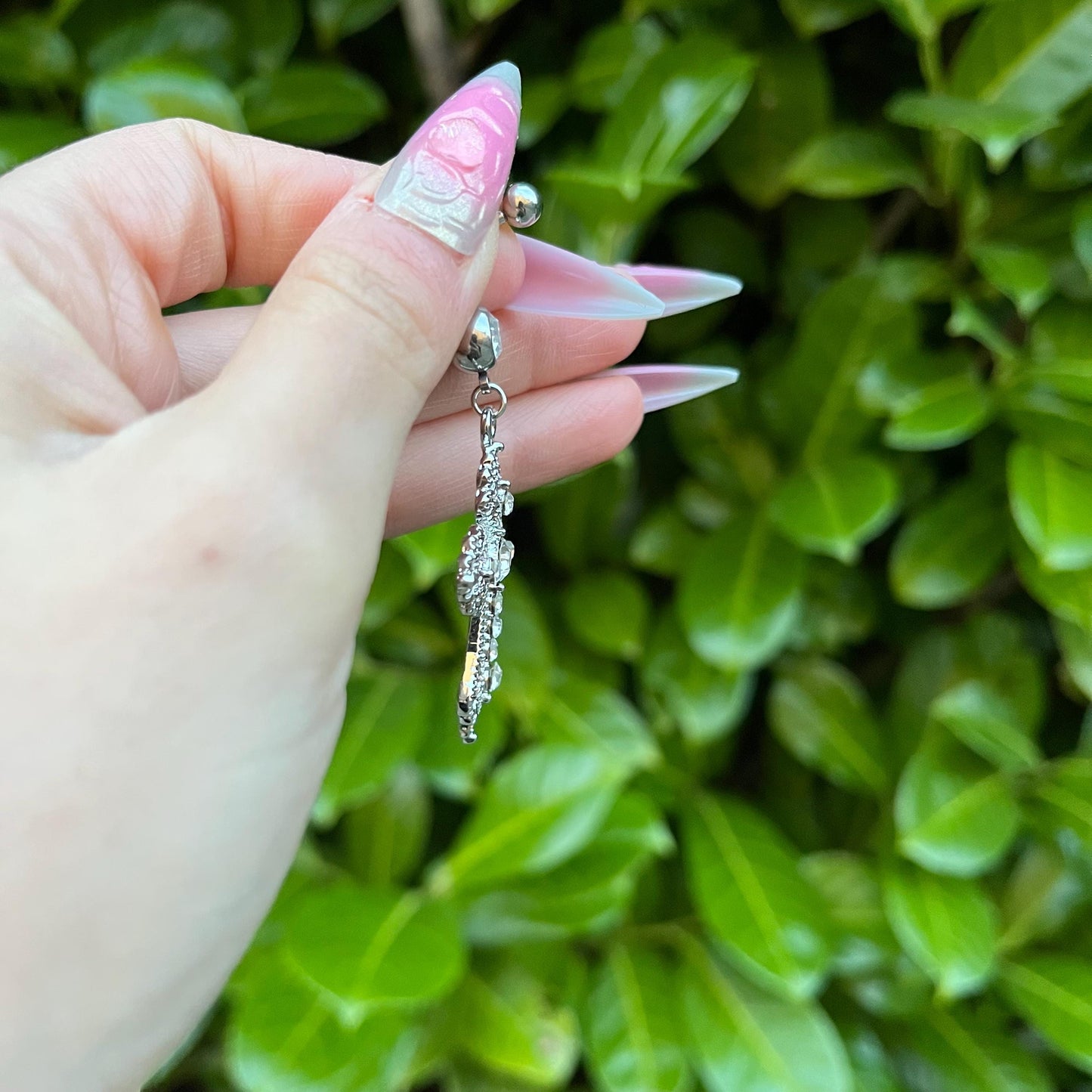Large Cross Dangle Belly Button Ring: Gothic Navel Piercing