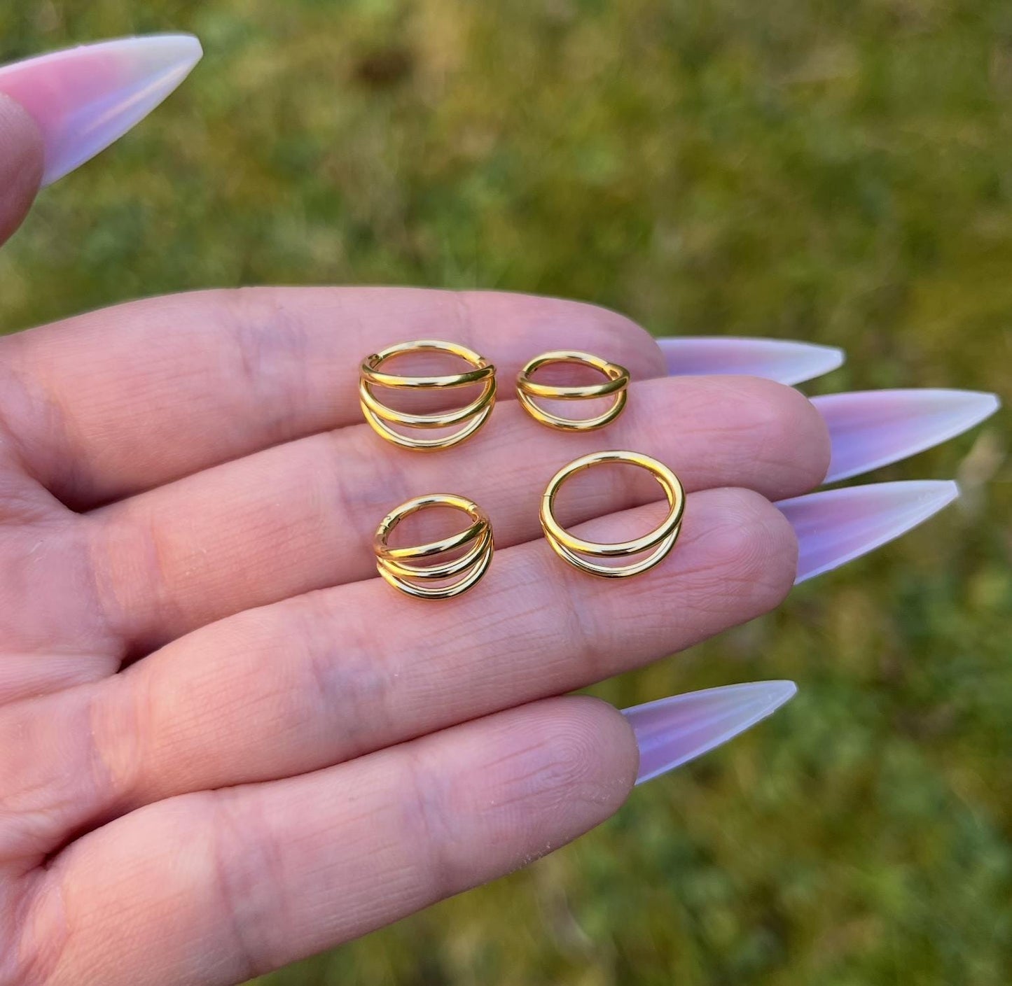 Stainless Steel Hinged Piercing for: Conch, Helix, Daith, Tragus, Nose Ring - 16G 8/10mm
