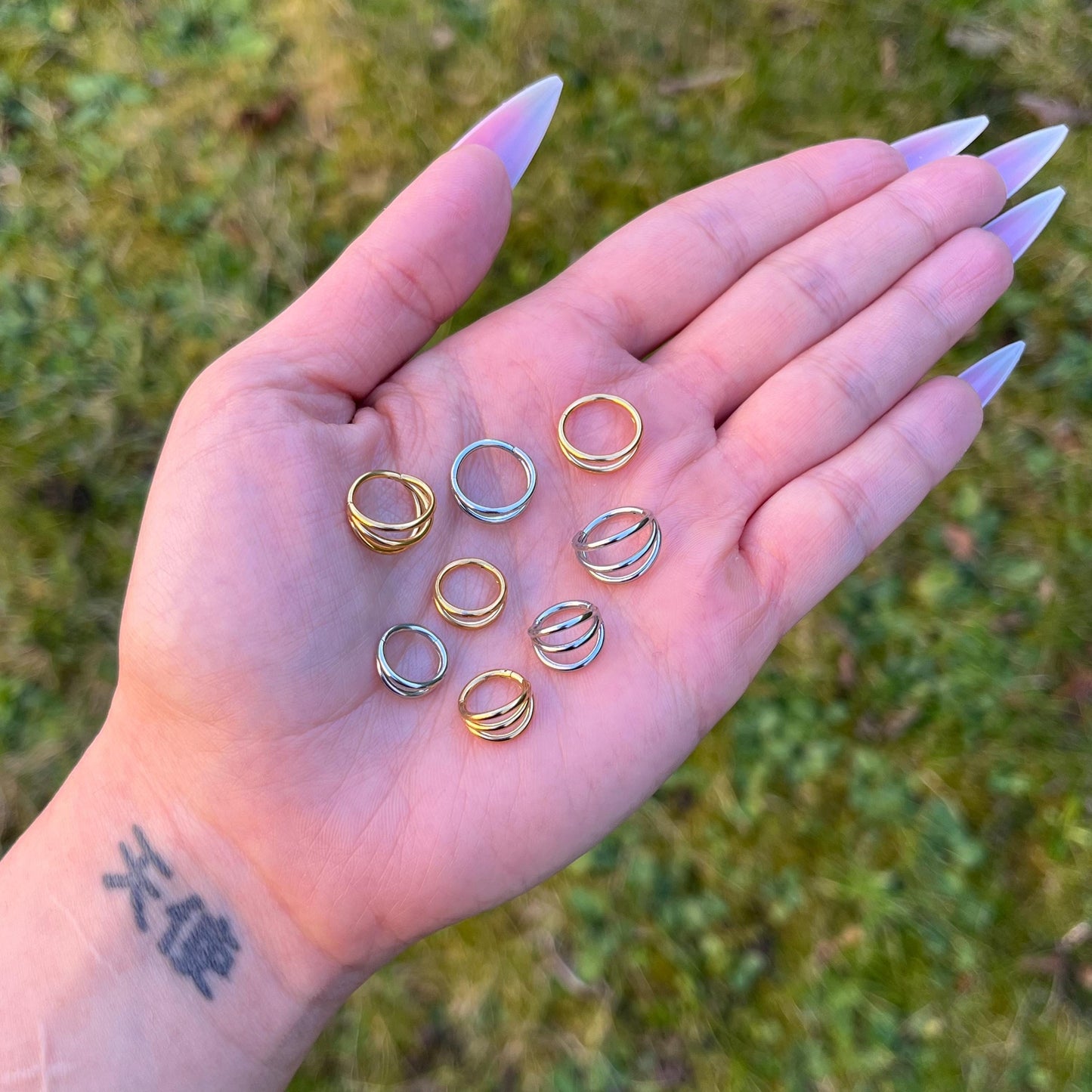 Stainless Steel Hinged Piercing for: Conch, Helix, Daith, Tragus, Nose Ring - 16G 8/10mm