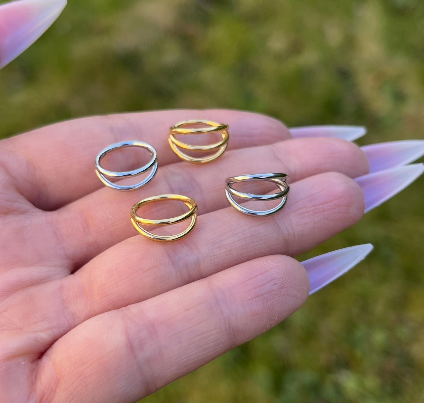 Stainless Steel Hinged Piercing for: Conch, Helix, Daith, Tragus, Nose Ring - 16G 8/10mm