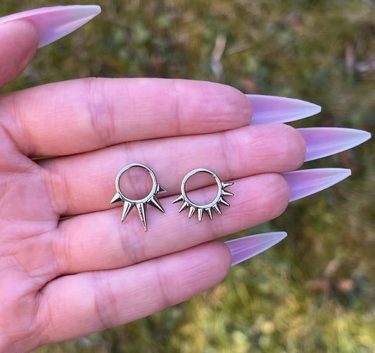 Spiky Septum Clicker: Stainless Steel Hinged Nose Ring 16G 8mm