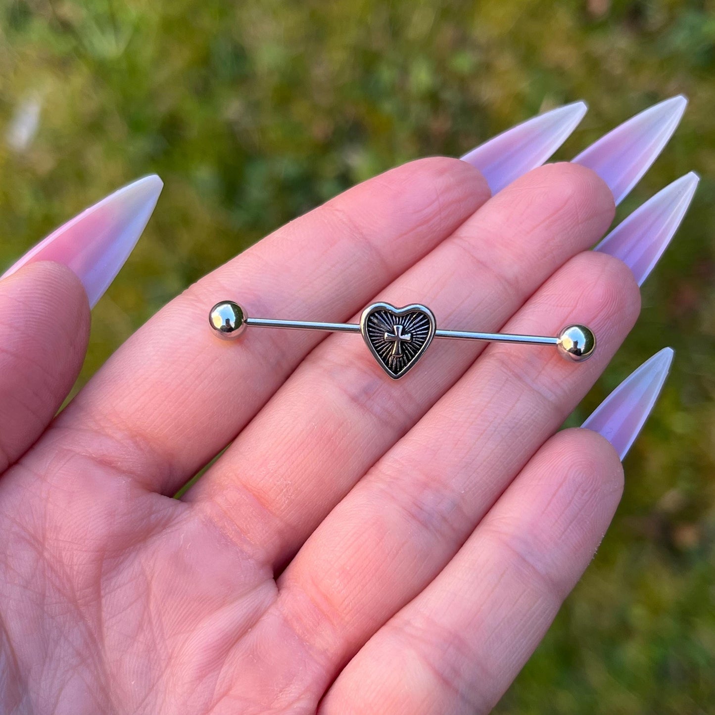 Gothic Industrial Barbell Piercing: Stainless Steel Cartilage Ear Bar (14G/1.6mm, 38mm)