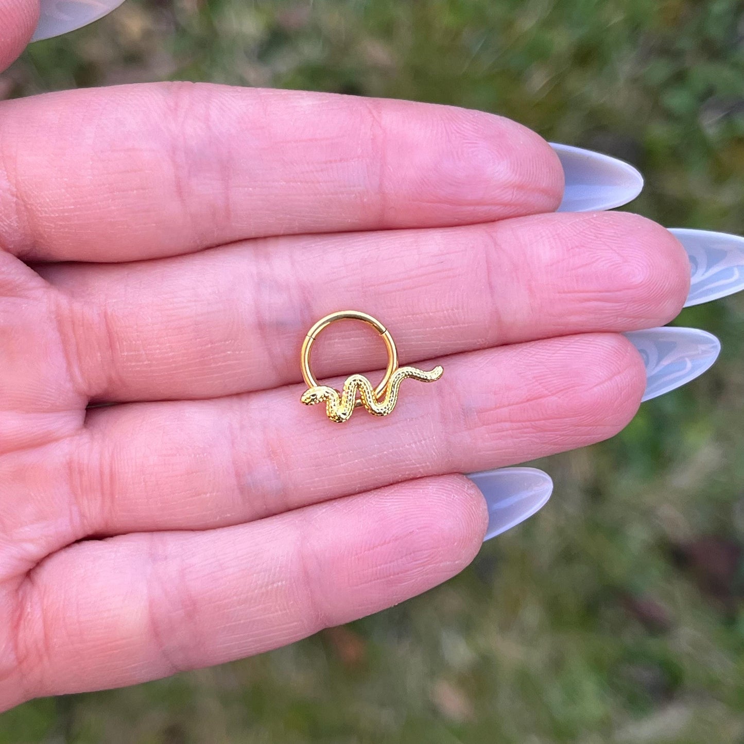 Snake Septum Clicker: 16G Hinged Nose Ring, Stainless Steel, 8mm/10mm