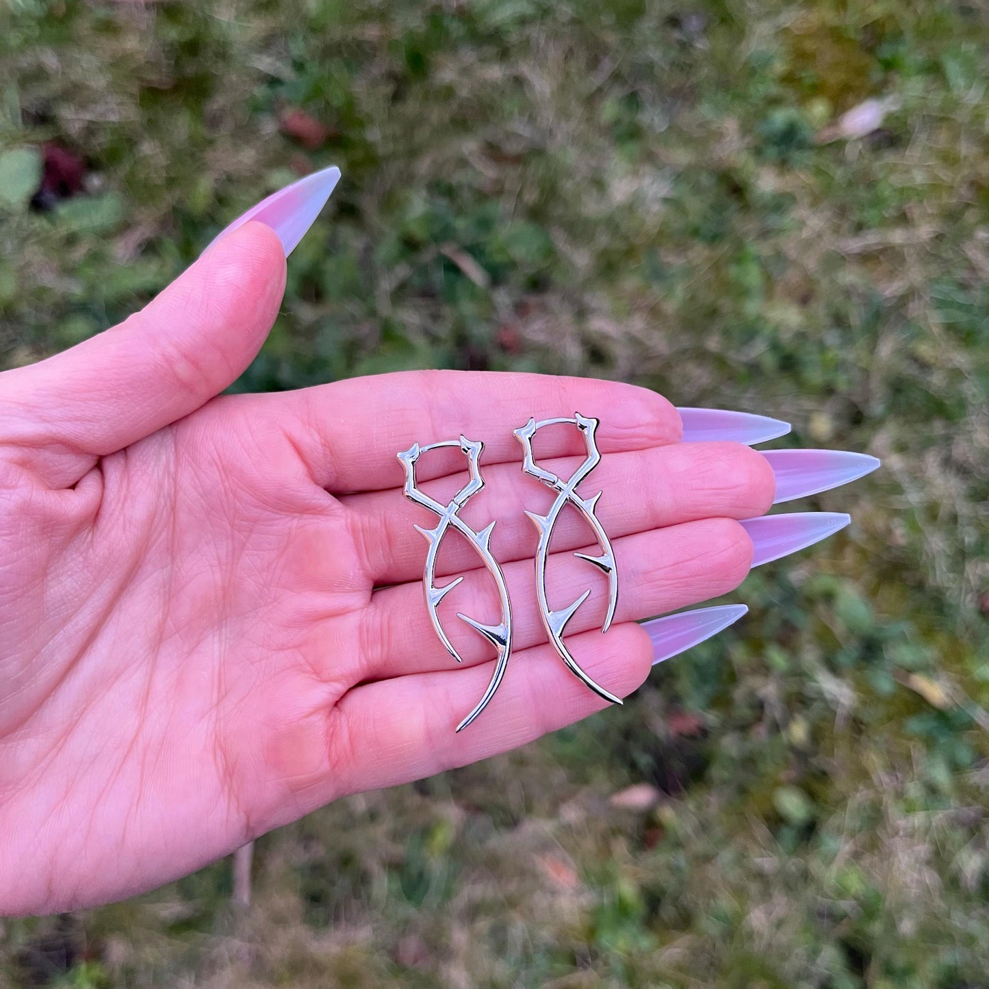 Spike Hoop Earrings: Stainless Steel, Punk/Gothic Style