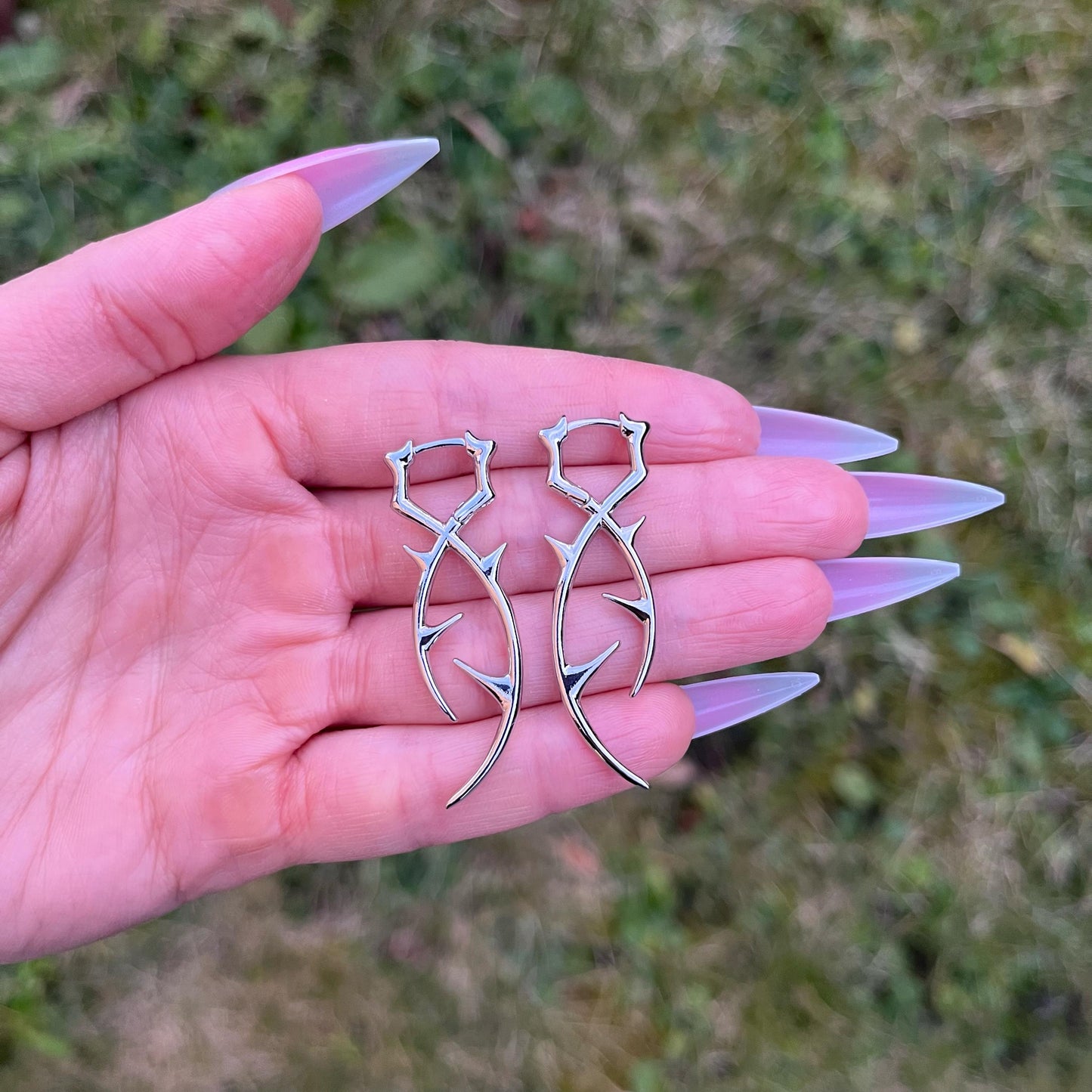 Spike Hoop Earrings: Stainless Steel, Punk/Gothic Style