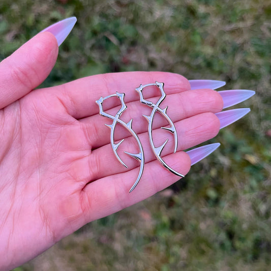Spike Hoop Earrings: Stainless Steel, Punk/Gothic Style