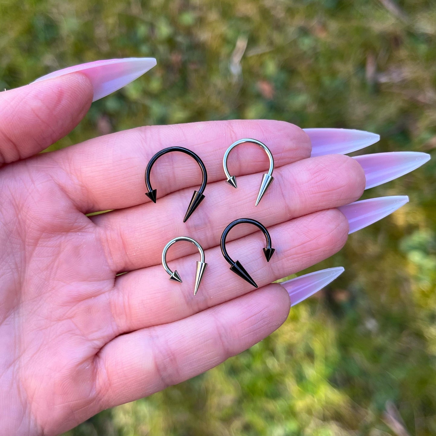 Spiky Septum Ring: Stainless Steel Horseshoe Piercing - Gothic Punk Emo, 16G 8mm/10mm/12mm